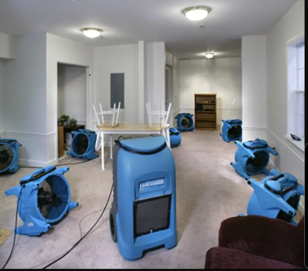Air movers and dehumidifier setup for Water Extraction & Removal in Dade City